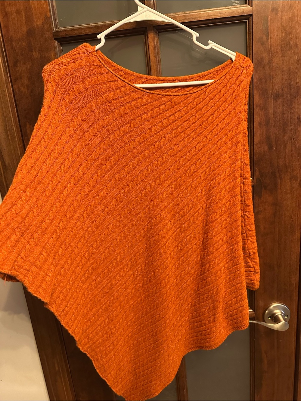 Women’s Burnt Orange Knit Poncho Sweater